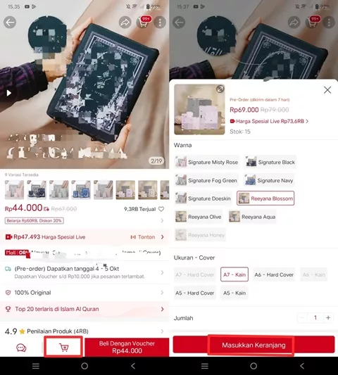 masukkan produk ke keranjang
