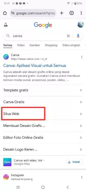 Situs web canva