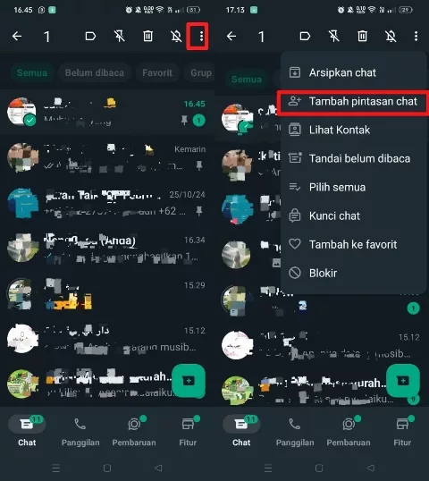 buat pintasan chat
