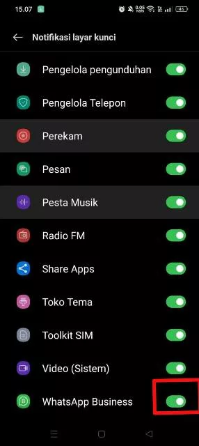 nonaktifkan notif layar kunci wa