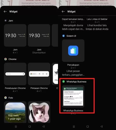 tambahkan widget wa