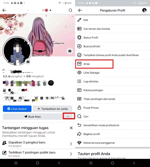 MEnu arsip FB