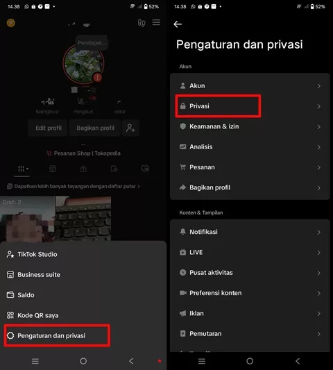 Pengaturan privasi TT