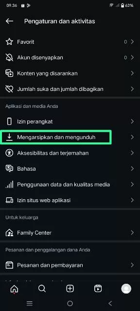 Mengarsipkan dan mengunduh