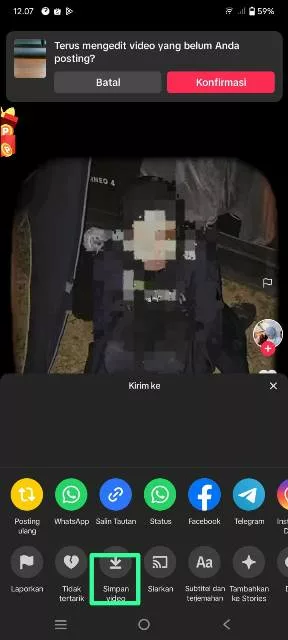 Simpan video tiktok