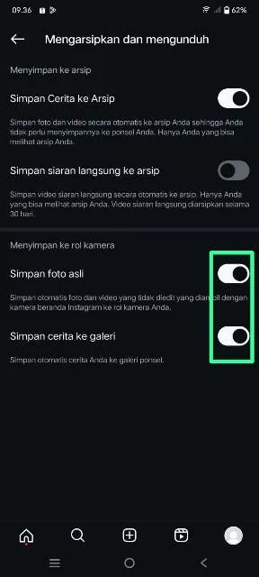 nonaktifkan simpan postingan