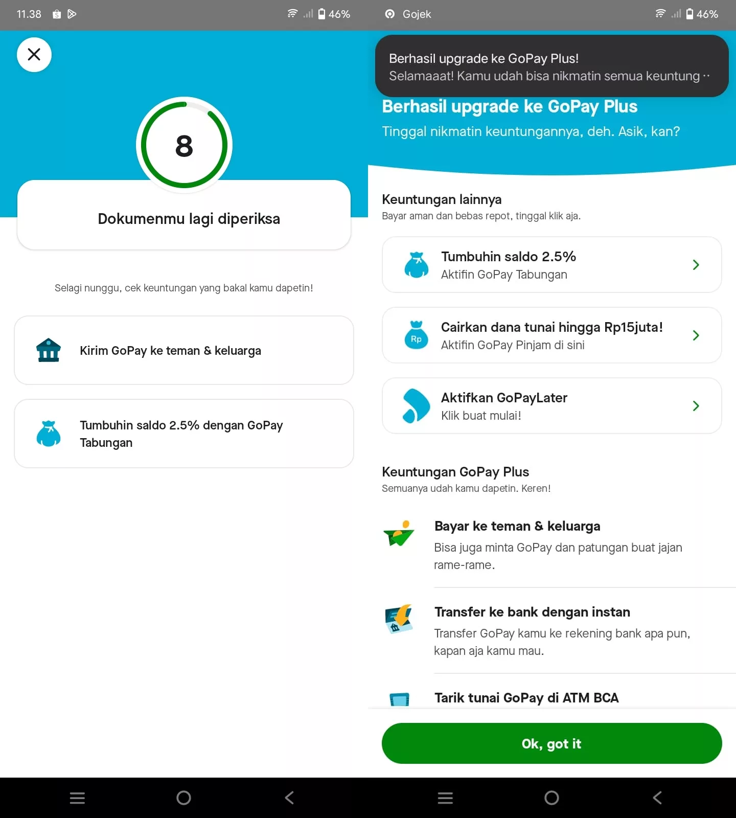 upgrade GoPay Plus berhasil