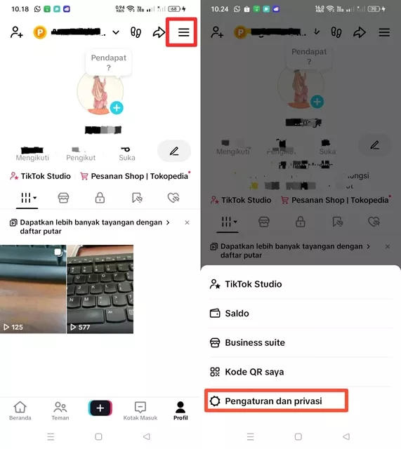 Pengaturan TikTok