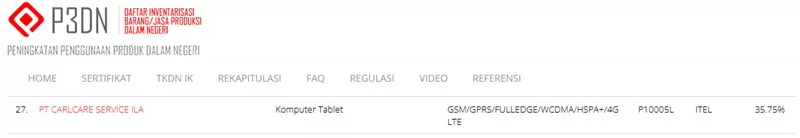 Sertifikasi TKDN Itel P10005L Sertifikasi TKDN Itel P10005L