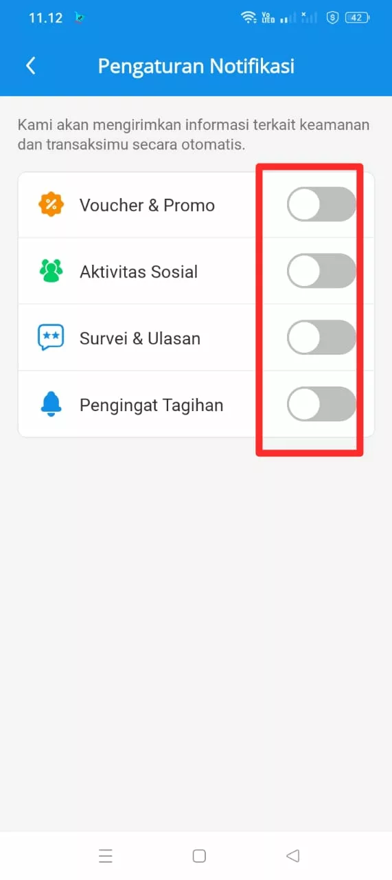 Aktifkan notifikasi DANA