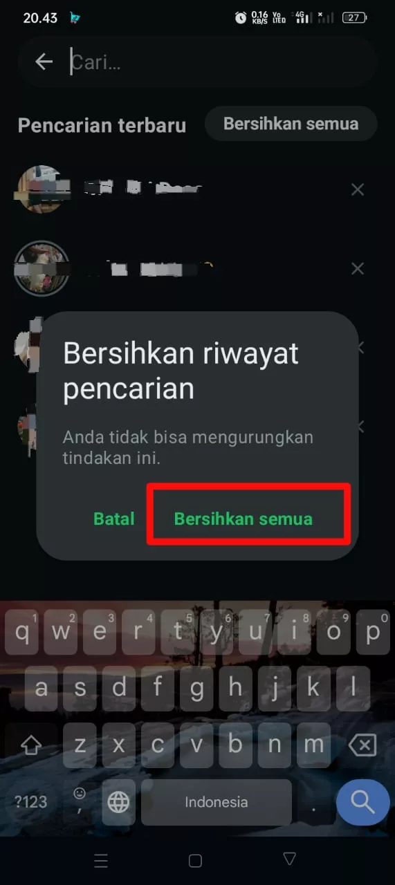 Bersihkan semua Bersihkan semua