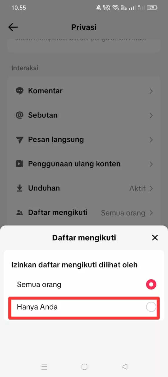 Sembunyikan daftar akun yang difollow Sembunyikan daftar akun yang difollow